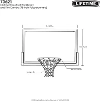 Lifetime Basketball 48 in Backboard and Rim Combo                                                                               