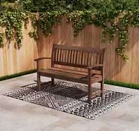 MISSION Acacia Wood Bench with Slat Back                                                                                        