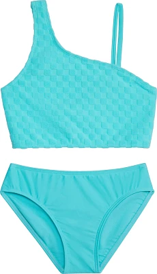 O'Rageous Girls' Checker Terry Knit Midkini Two Piece Swimsuit