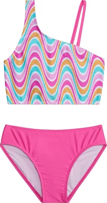 O'Rageous Girls' Wavy Fun Stripe Midkini Two Piece Swimsuit