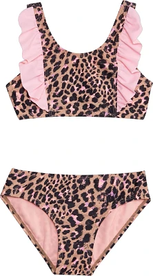 O'Rageous Girls' 4-6 Leopard Ruffle 2-Piece Swimsuit