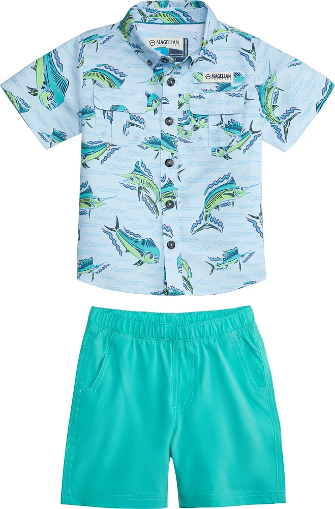 Magellan Outdoors Toddler Boys' Laguna Madre Print Shirt and Shorts Set