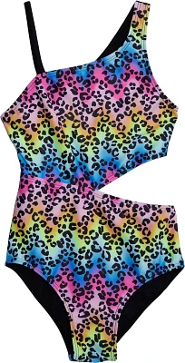 O'Rageous Girls' Leopard Ombre Cut Out One Piece Swimsuit