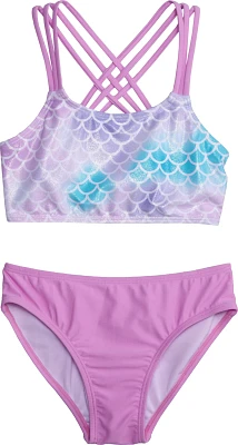 O'Rageous Girls' Tie Dye Mermaid Strappy X-Back 2-Piece Swimsuit