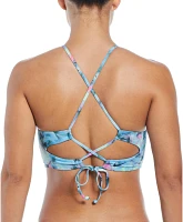 Nike Women's Swim Lace Up Print Bikini Top