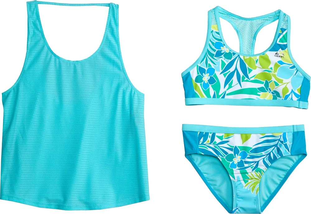 Gerry Girls' Action-Back Three-Piece Bikini Set