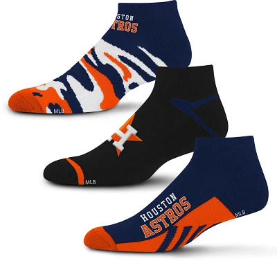 For Bare Feet Houston Astros Low Cut Socks 3-Pack                                                                               