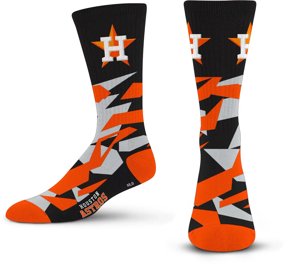 For Bare Feet Houston Astros Shattered Camo Crew Socks                                                                          