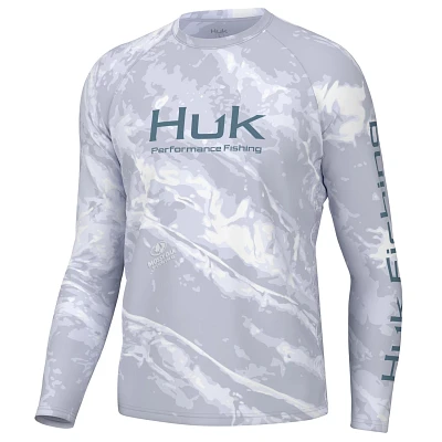 Huk Men's Pursuit Mossy Oak Crew Long Sleeve Shirt