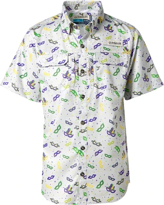 Magellan Outdoors Boys' Mardi Gras Print Short Sleeve Button-Down Shirt