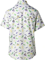 Magellan Outdoors Boys' Mardi Gras Print Short Sleeve Button-Down Shirt