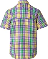 Magellan Outdoors Boys' Mardi Gras Seersucker Gingham Short Sleeve Button-Down Shirt