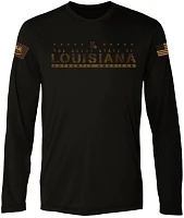 FLOGROWN Men's Great State Louisiana US Camo Flag Performance Long Sleeve Shirt