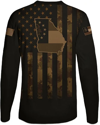 Great State Men's Georgia US Flag Camo Long Sleeve Graphic T-shirt