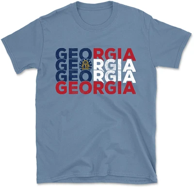STATE LIFE Men's M GEORGIA  FLAG REPEAT Short Sleeve Graphic T-shirt
