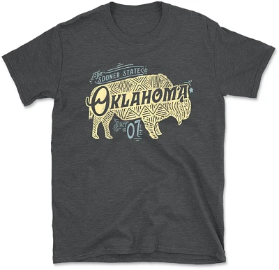 State Life Men's OKLAHOMA STAMP BISON Short Sleeve Graphic T-shirt