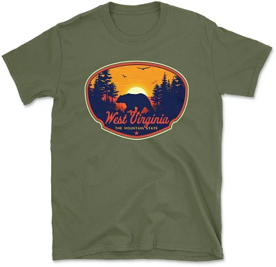 STATE LIFE Men's M WEST VIRGINIA SUNSET BEAR Short Sleeve Graphic T-shirt