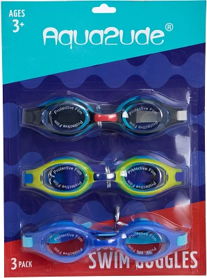 Aqua2ude Boys' Color Swim Goggles 3-Pack                                                                                        