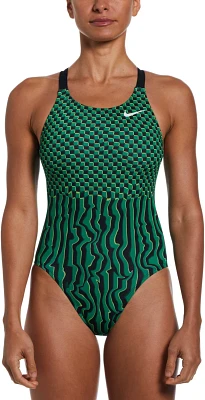 Nike Women's HydraStrong Drippy Check Fastback One Piece Swimsuit