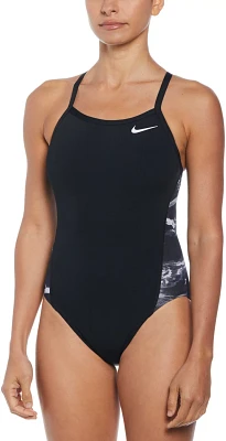 Nike Women's HydraStrong Multi Print Racerback Splice One Piece Swimsuit