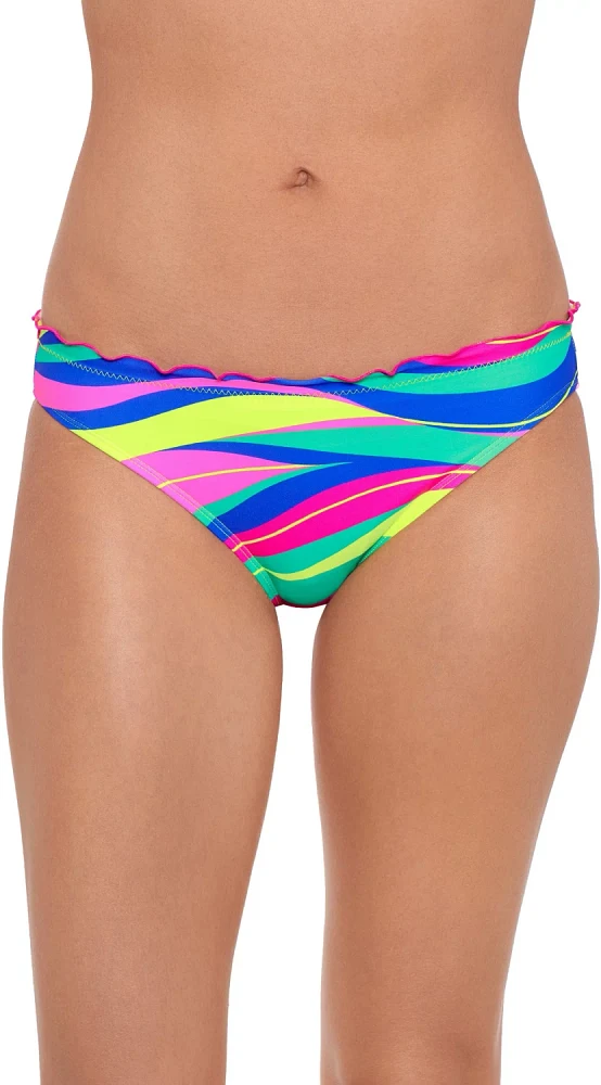 O'Rageous Juniors' Wavy Stripes Hipster Swim Bottoms