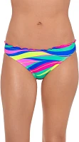 O'Rageous Juniors' Wavy Stripes Hipster Swim Bottoms