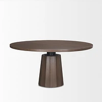 Swanson 60" Light Brown Wood Round Pedestal Dining Table