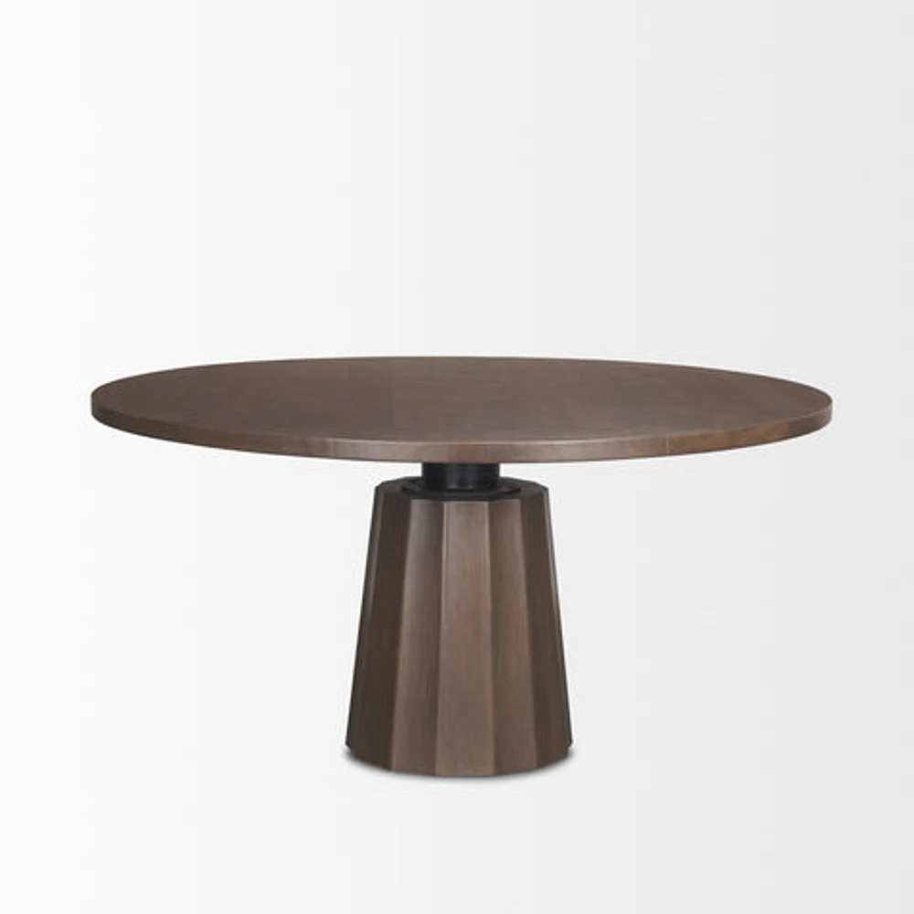 Swanson 60" Light Brown Wood Round Pedestal Dining Table