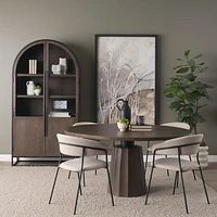 Swanson 60" Light Brown Wood Round Pedestal Dining Table