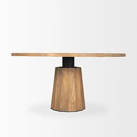 Swanson 60" Light Brown Wood Round Pedestal Dining Table