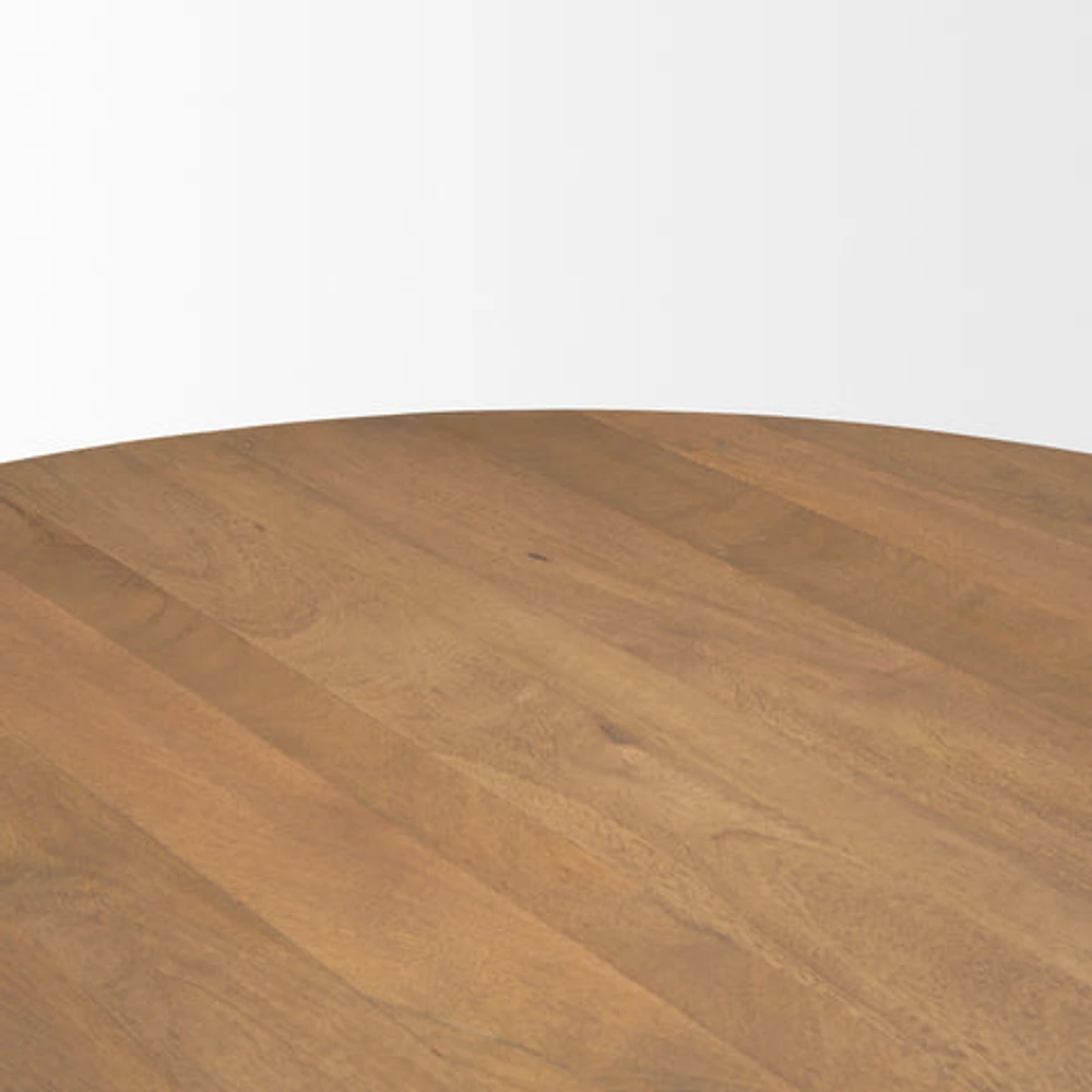 Swanson 60" Light Brown Wood Round Pedestal Dining Table