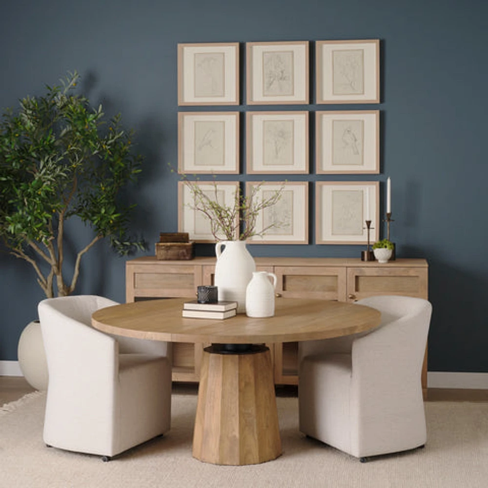 Swanson 60" Light Brown Wood Round Pedestal Dining Table