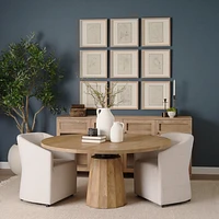 Swanson 60" Light Brown Wood Round Pedestal Dining Table