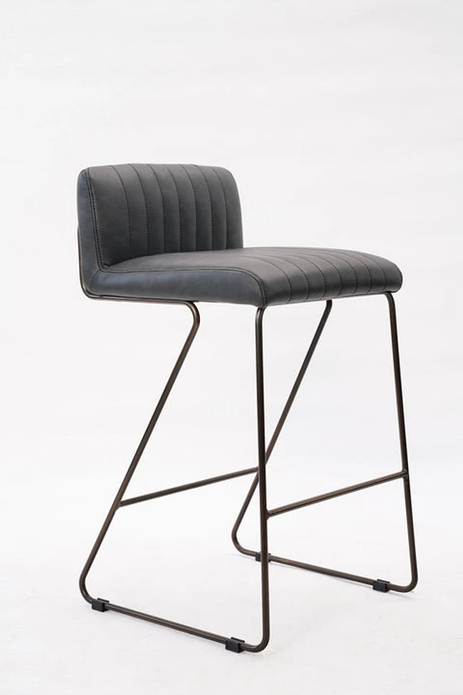 Bourke Counter Height Stool with Dark Grey Faux Leather Seat