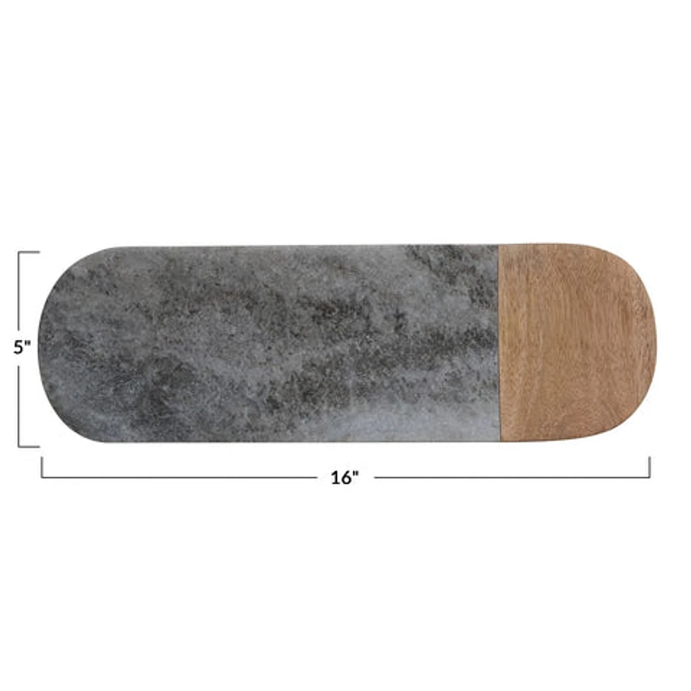 Marble & Mango Wood Serving Board, Grey & Natural