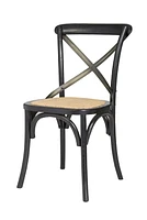 Cross Back Chair w/ Rattan Seat - Brown