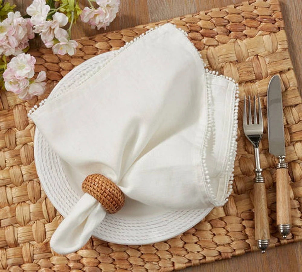 Pompom Design Napkin Ivory - Set Of 4