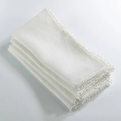 Pompom Design Napkin Ivory - Set Of 4