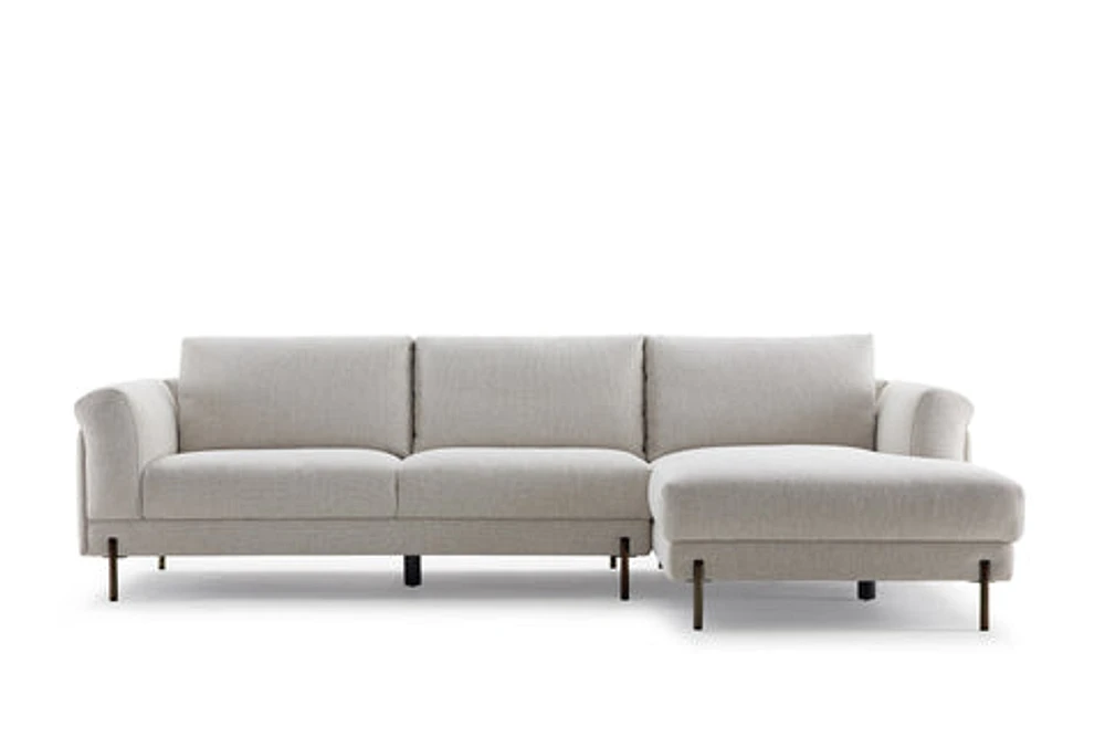 Luxurious Modo Sectional with 3 Seater & Right Chaise in Beige