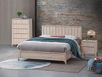 STARK QUEEN PLATFORM BED - WHITEWASH