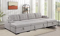 Alonso Sleeper U-shaped sectional with USB - Stone