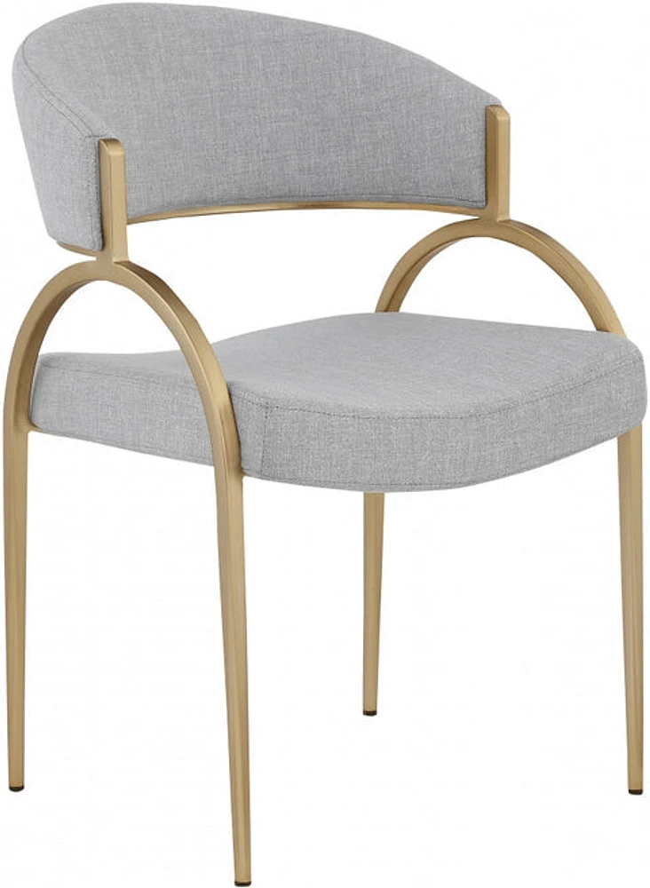 FLOOR MODEL Monet Gold Linen Textured Dining Chair - Grey