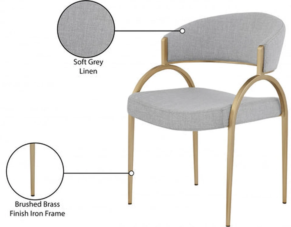 FLOOR MODEL Monet Gold Linen Textured Dining Chair - Grey