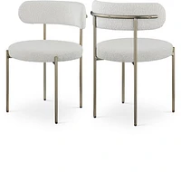 Ronda Boucle Fabric Dining Chair Brushed Brass