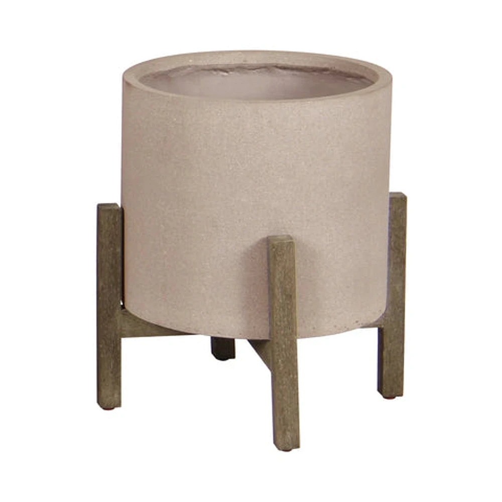 Patio Round Standing Pot - Natural Stone