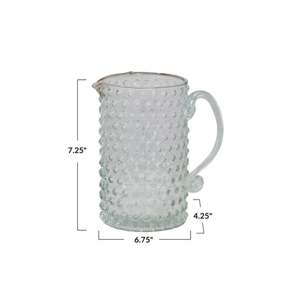 Hand-Blown Glass Hobnail Pitcher - 42 oz.