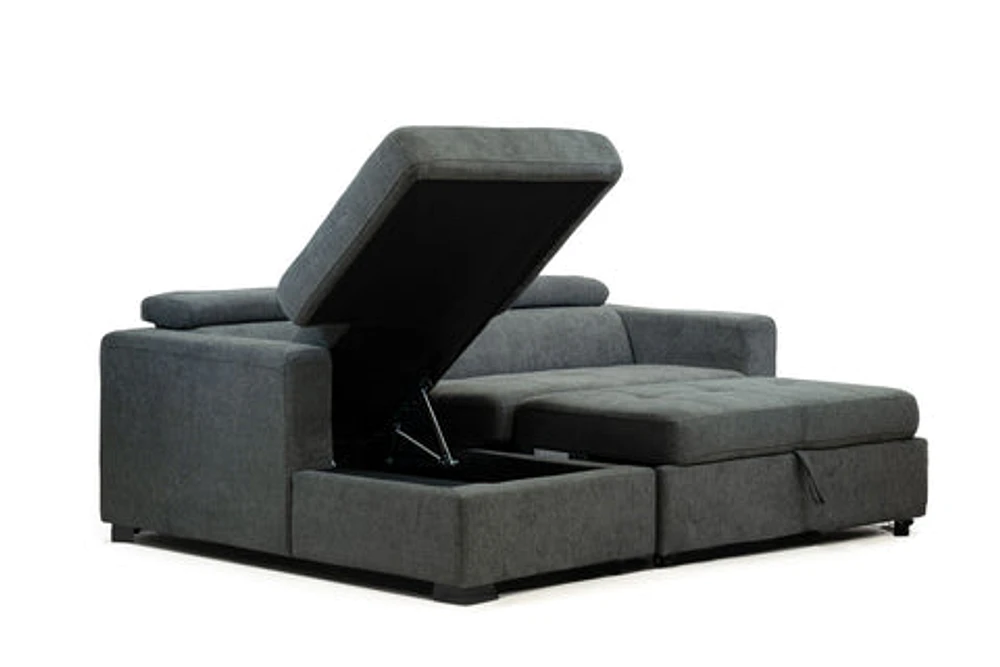 Randall Sleeper Sectional - Fabric - Ramy Charcoal - Greater Vancouver Furniture