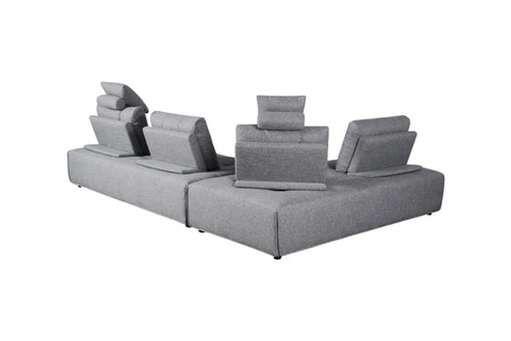 Odilon Upholstered Sectional Sofa with Adjustable Backrests and Headre