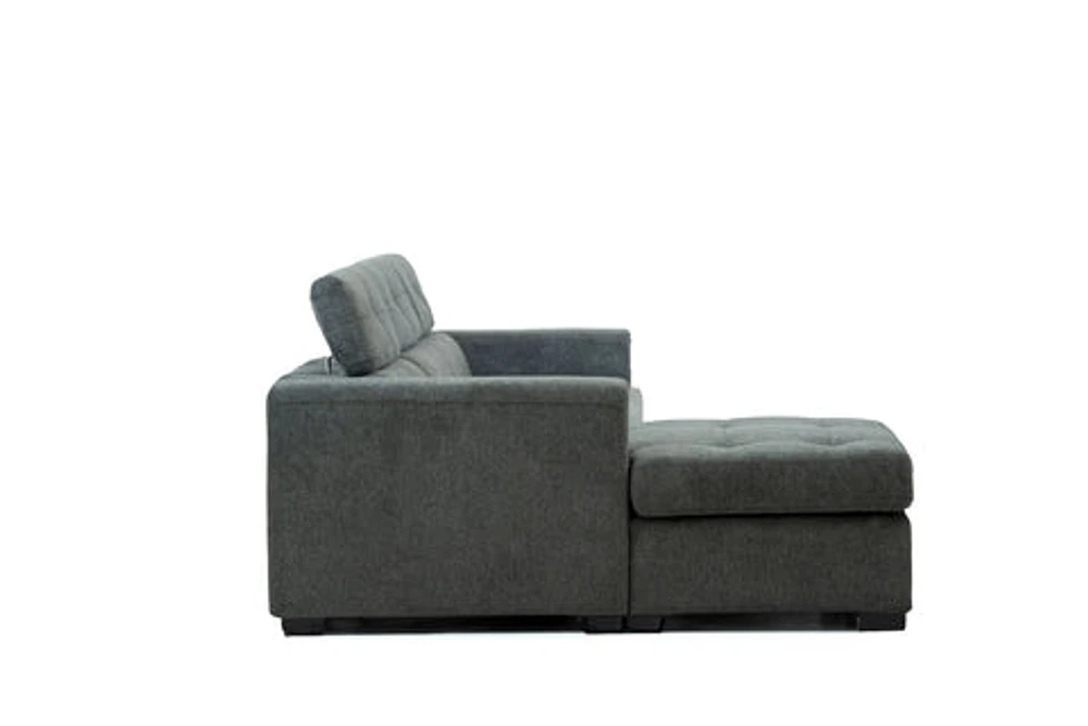 Randall Sleeper Sectional - Fabric - Ramy Charcoal - Greater Vancouver Furniture