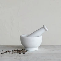 Marble Mortar & Pestle, White - Set of 2